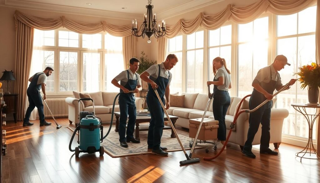 Professional seasonal cleaning experts at work