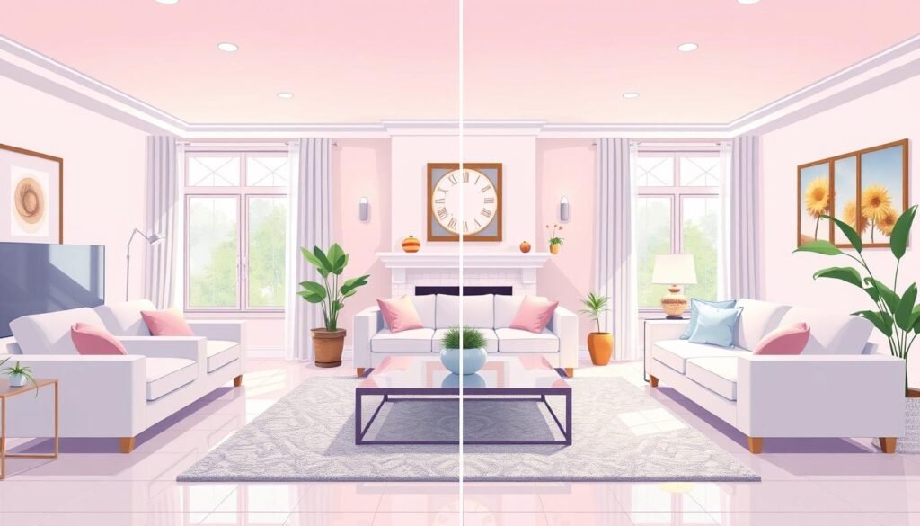 Image of a sparkling clean living room after professional deep cleaning
